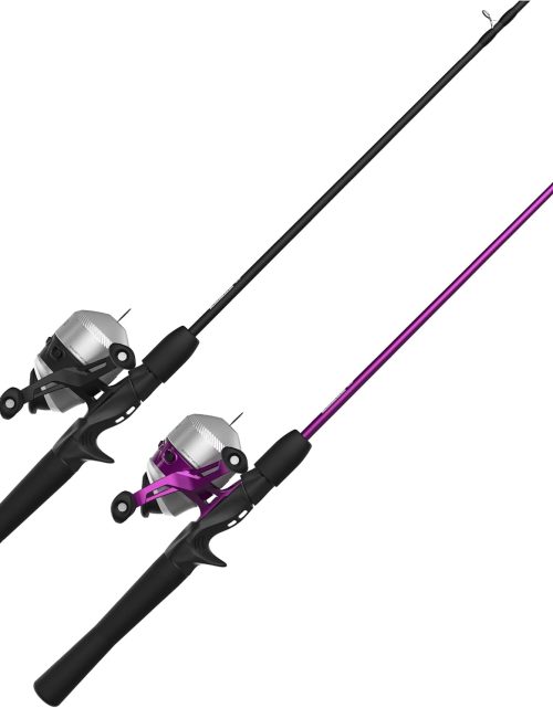 33 Spincast Reel and 2-Piece Fishing Rod Combo, 5-Foot 6-Inch Durable Fiberglass Rod, Quickset Anti-Reverse Fishing Reel with Bite Alert